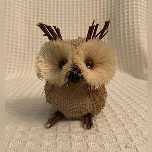 Rustic Sisal, Wood & Burlap Adorable Owl Figurine